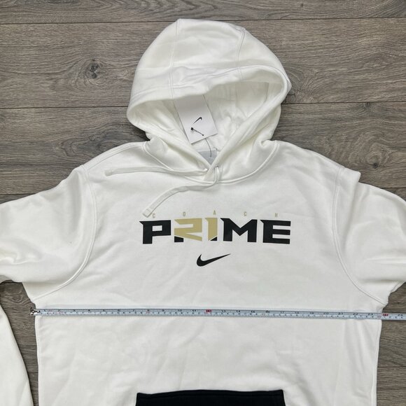 Nike Pullover Hoodie Deion Sanders Prime Sz Large Men White 2.0 Club Fleece Logo - Picture 5 of 13
